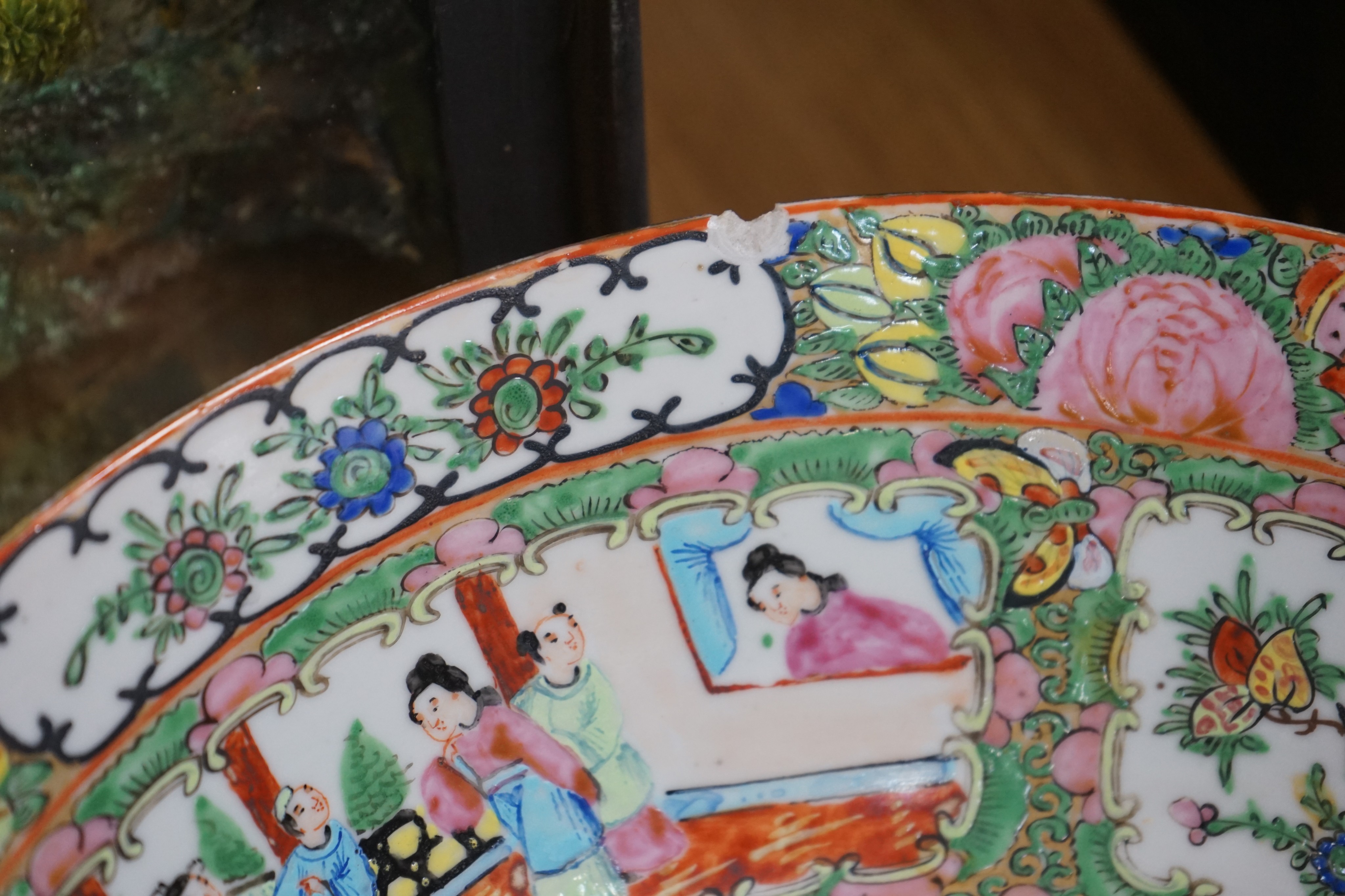 A Chinese famille rose sleeve vase, a similar bowl and a crackle glaze vase, 19th century and later, 31cm